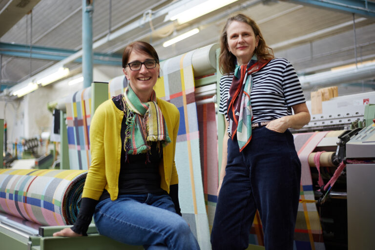 A portrait of Emma and Harriet from Wallace Sewell in weaving factory