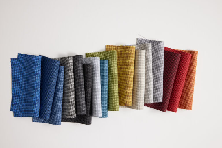 Textile flat lay in various colors
